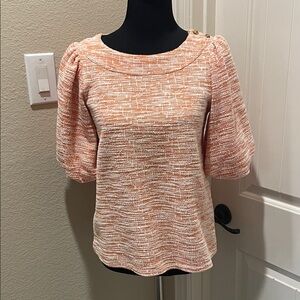 Women’s Peach Knit Puff-Sleeve Top